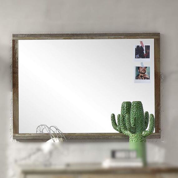 Stella Trading Bonanza Vintage Wandspiegel in Driftwood Optik - hochwertiger, pflegeleichter Spiegel für Flur & Garderobe - 98 x 70 x 2 cm (B/H/T)