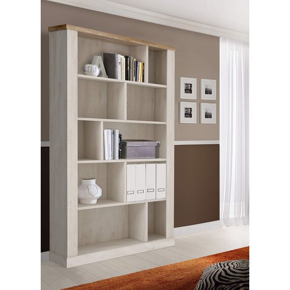FORTE DURO Regal, Holzwerkstoff, Pnie Weiß /Antikeiche, 114,4 x 212 x 41,3 cm