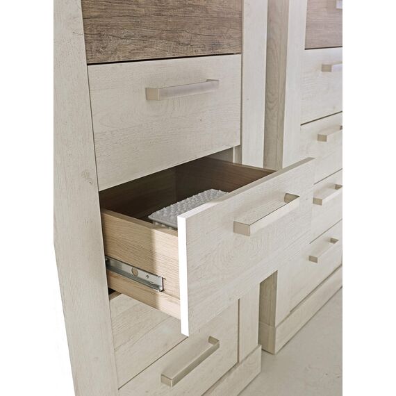 FORTE DURO Kommode mit 5 Schubladen, Holzwerkstoff, Pnie Weiß /Antikeiche, 62 x 106,3 x 41,3 cm
