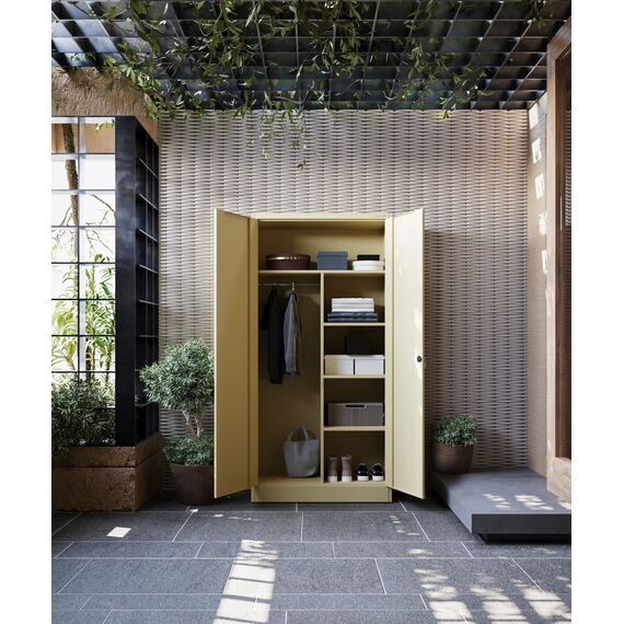 Jan Nowak Metallschrank 185 x 90 x 45 cm | Büroschrank Abschließbar mit Kleiderstange, Pulverbeschichtung | Aufbewahrungsschrank Umkleideschrank Spind Kleiderstange | Beige