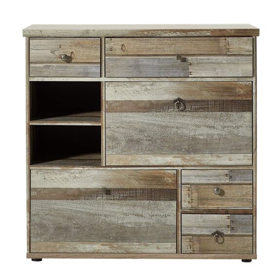Bonanza Vintage Schuhschrank in Driftwood Optik - Retro Schuhregal mit viel Stauraum für Ihre Schuhe - 99 x 98 x 40 cm (B/H/T)