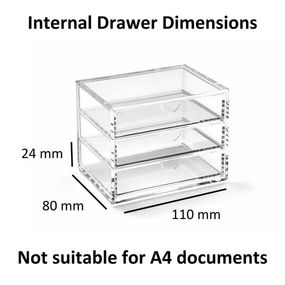 OSCO A3275 Magazin mit 3 Schubladen aus klarem Acryl, klein