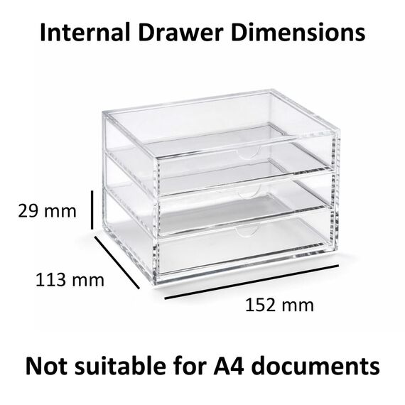 Osco A3276 Magazin mit 3 Schubladen aus klarem Acryl, Transparent