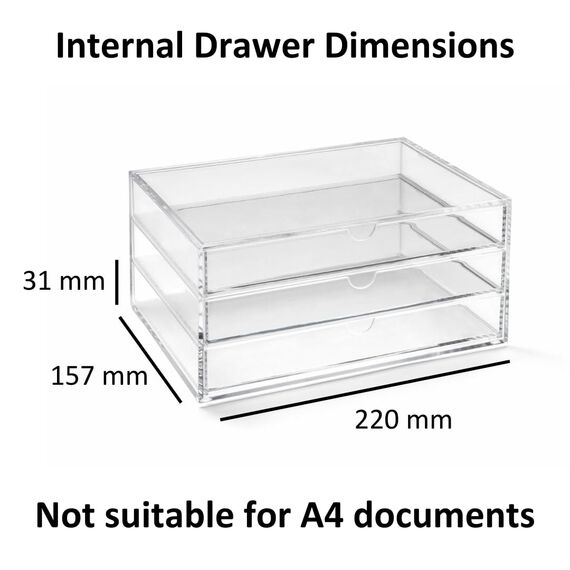 OSCO A3277 Magazin mit 3 Schubladen aus klarem Acryl, Groß, durchsichtig
