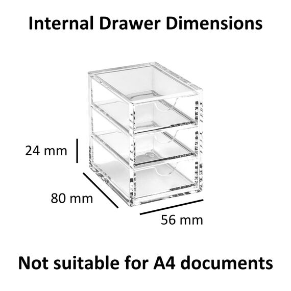 Osco A3274 Magazin mit 3 Schubladen aus klarem Acryl, XS, durchsichtig