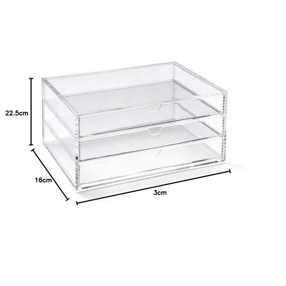 OSCO A3277 Magazin mit 3 Schubladen aus klarem Acryl, Groß, durchsichtig