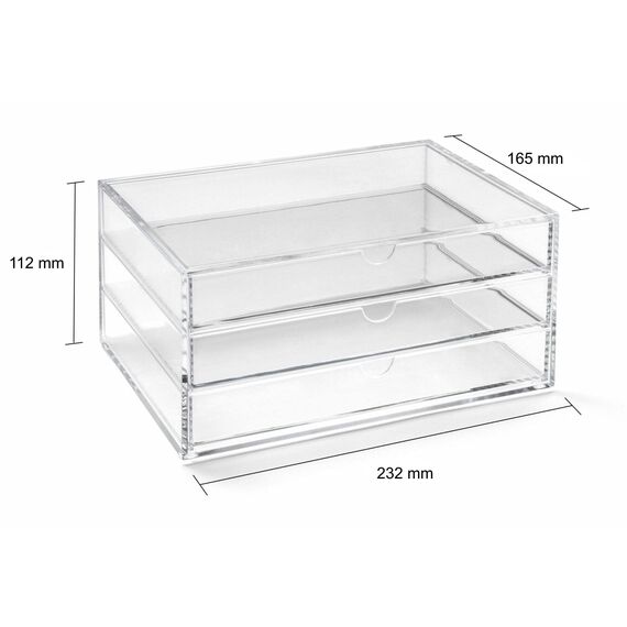 OSCO A3277 Magazin mit 3 Schubladen aus klarem Acryl, Groß, durchsichtig