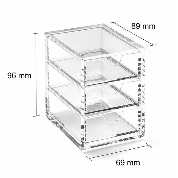Osco A3274 Magazin mit 3 Schubladen aus klarem Acryl, XS, durchsichtig