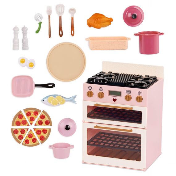 Our Generation - Make & Bake Ofen - Doppelter Backofen Kochen Spielset - Küchenspielzeug & Lebensmittel zum Vormachen - 46 cm Puppe Zubehör - Fantasievolles Spiel - Kinder ab 3 Jahren