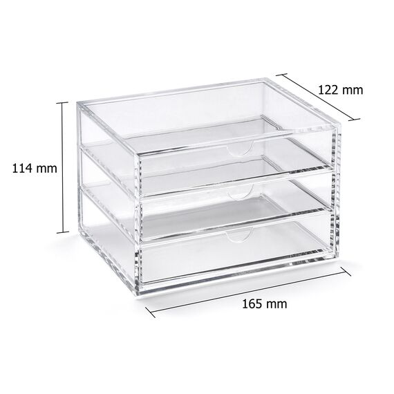 Osco A3276 Magazin mit 3 Schubladen aus klarem Acryl, Transparent