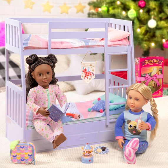 Our Generation - Dream Bunks - 46 cm Puppe Zubehör - Hochbett - Bettwäscheset - Puppenhausmöbel - Spielzeug für Kinder ab 3 Jahren