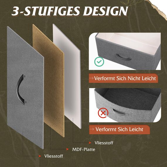 WLIVE Kommode mit 4 Schubladen aus Stoff, Kommodenschrank für Schlafzimmer, Kommode Wohnzimmer, mit Stabiler Stahlrahmen, Holzplatte, Dunkelgrau