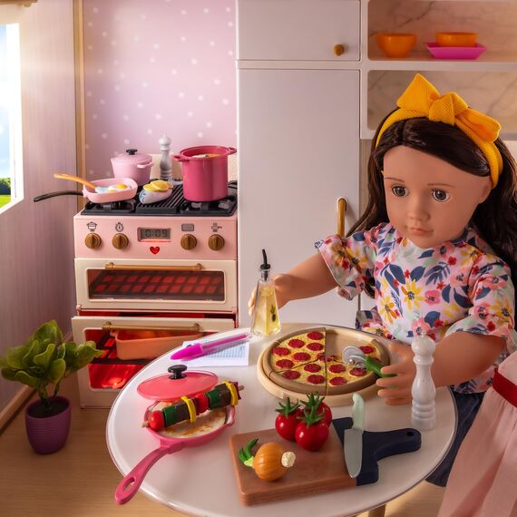 Our Generation - Make & Bake Ofen - Doppelter Backofen Kochen Spielset - Küchenspielzeug & Lebensmittel zum Vormachen - 46 cm Puppe Zubehör - Fantasievolles Spiel - Kinder ab 3 Jahren