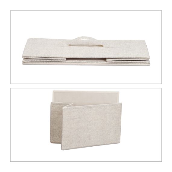 Relaxdays Regalsystem, 4 Stoff-Schubladen, universale Schubladenbox, Metall und Holz, HxBxT: 95 x 45 x 30 cm, beige, Design B