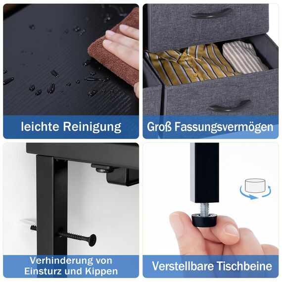 LYNCOHOME Kommode mit Schubladen aus Stoff, Sideboard Flur Schrank mit 6 Stoffschubladen und Fächern, Schubladenschrank Ordnungsmöbel für Küche Büro Bedroom