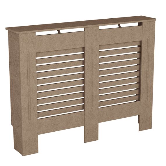 Vida Designs Milton Heizkörperabdeckung Unfinished - Mittel - Modernes horizontales Lamellendesign für optimale Wärmeverteilung - H82xW111xD19cm - Unlackiertes MDF-Möbel Ideal für Wohnzimmer und Flur