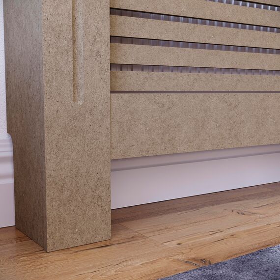 Vida Designs Milton Heizkörperabdeckung Unfinished - Extra Groß - Modernes horizontales Lamellendesign für Wärmeverteilung - H82xW172xD19cm - Unlackiertes MDF-Möbel Ideal für Wohnzimmer und Flur