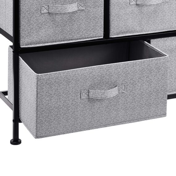 Amazon Basics - Aufbewahrungsschrank für Kleiderschränke, mit 5 extrabreiten Stoff-Schubladen, Schwarz