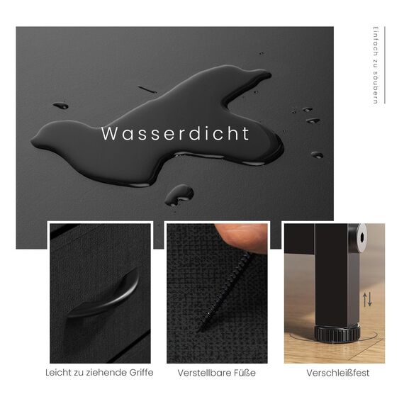 Sweetcrispy Kommode für Schlafzimmer, breite Schublade Kommode, 8 Stoffschubladen mit Griffen, Schubladen aus Stoff, Schrank, TV Stand für Schlafzimmer, Schrank, Wohnzimmer, Kinderzimmer, Schwarz