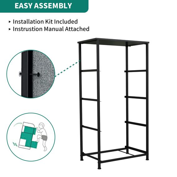 YITAHOME Kommode mit Schubladen, Schrank mit 4 Schubladen aus Stoff, Aufbewahrungskommode Industrial Stil für Schlafzimmer, Wohnzimmer, Kinderzimmer, Flur, Aufbewahrungsschrank (Schwarzgrau)