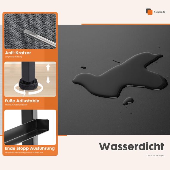 Sweetcrispy Kommode mit 4 Schubladen, Stoff Schubladenschrank, Schmal Schrank, Kommode Schlafzimmer, Industrial Stil für Wohnzimmer, Kinderzimmer, Flur Aufbewahrungsschrank, Hellgrau