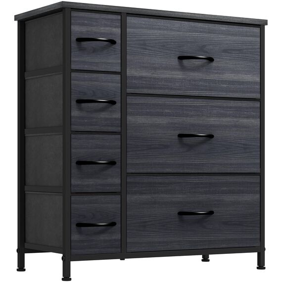 YITAHOME Kommode mit 7 Schubladen, Schrank mit Schubladen aus Stoff, Aufbewahrungskommode Industrial Stil für Schlafzimmer, Wohnzimmer, Kinderzimmer, Aufbewahrungsschrank (Schwarzgrau)