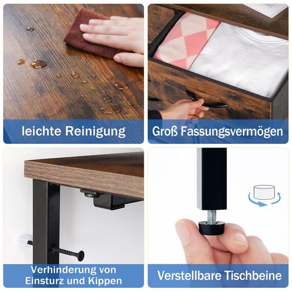 LYNCOHOME Kommode mit Schubladen aus Stoff, Sideboard Flur Schrank mit 6 Stoffschubladen und Fächern, Schubladenschrank Ordnungsmöbel für Küche Büro Bedroom