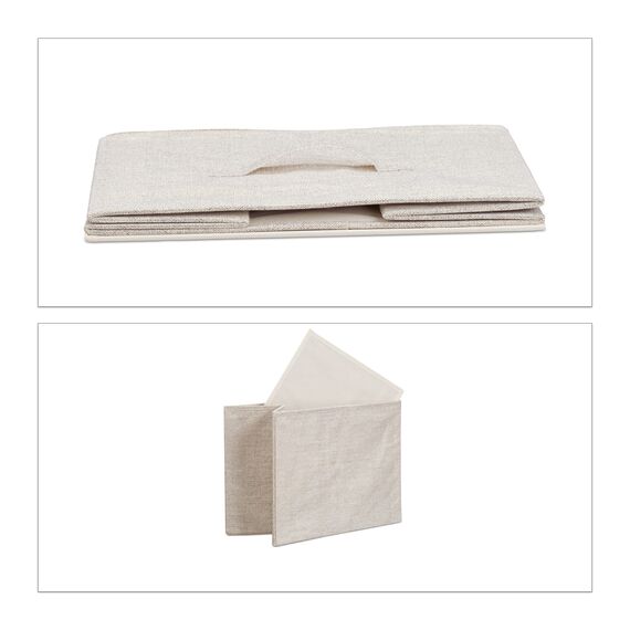 Relaxdays Regalsystem, 5 Stoff-Schubladen, universale Schubladenbox, Metall und Holz, HxBxT: 77,5 x 83 x 29 cm, beige, Design F