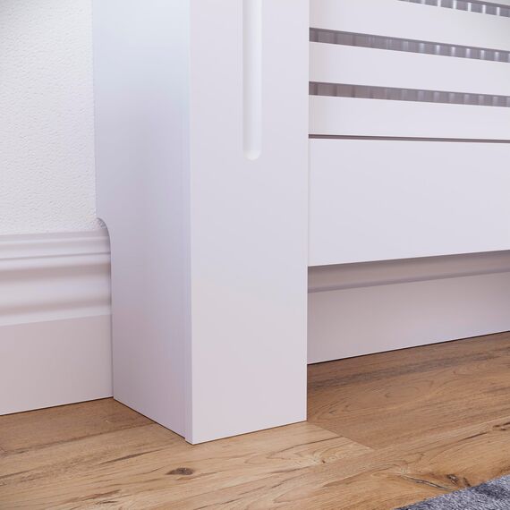 Vida Designs Milton Heizkörperabdeckung Weiß - Klein - Modernes horizontales Lamellendesign für optimale Wärmeverteilung - H82xW78xD19cm - Lackiertes MDF-Möbel Ideal für Wohnzimmer und Flur