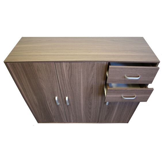Redstone Nussbaum dunkel – Sideboard Schrank 3 Türen + 2 Schubladen – Holz Schrank Brust Einheit