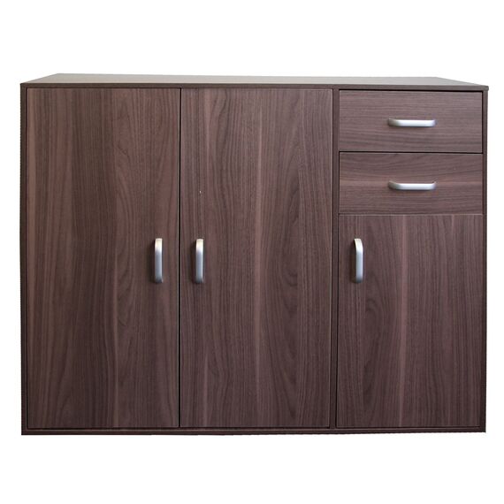 Redstone Nussbaum dunkel – Sideboard Schrank 3 Türen + 2 Schubladen – Holz Schrank Brust Einheit