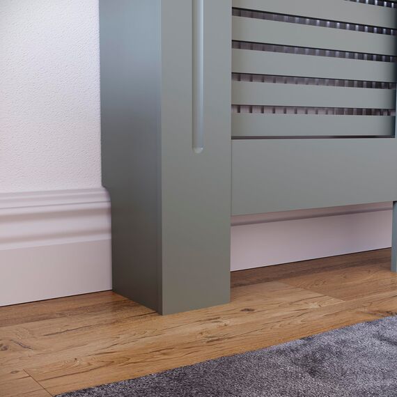 Vida Designs Milton Heizkörperabdeckung Olive Grey - Mittel - Modernes horizontales Lamellendesign für optimale Wärmeverteilung - H82xW111xD19cm - Lackiertes MDF-Möbel Ideal für Wohnzimmer und Flur