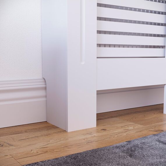 Vida Designs Milton Heizkörperabdeckung Weiß - Mittel - Modernes horizontales Lamellendesign für optimale Wärmeverteilung - H82xW111xD19cm - Lackiertes MDF-Möbel Ideal für Wohnzimmer und Flur