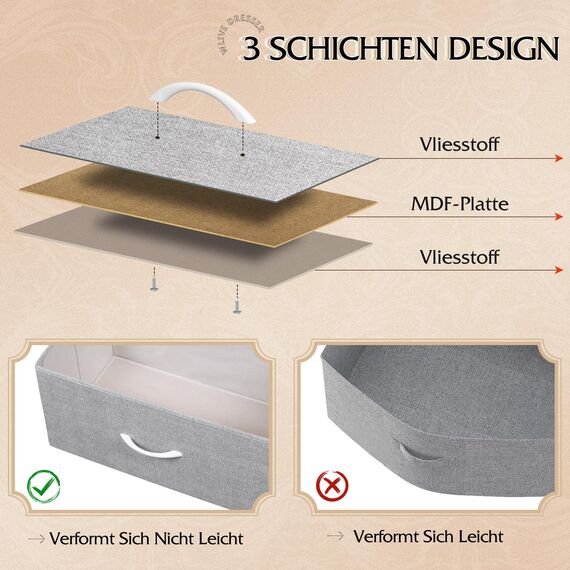 WLIVE Kommode mit 5 Schubladen aus Stoff, Kommodenschrank für Schlafzimmer, Kommode Wohnzimmer Flur, mit Stabiler Stahlrahmen, Holzplatte, Hellgrau