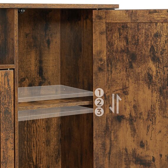 VASAGLE Sideboard, Küchenschrank, Aufbewahrungsschrank, mit 3 Türen, für Wohnzimmer, Küche, Esszimmer, 33 x 110 x 75 cm, Landhausstil, vintagebraun-schwarz LSC096B01