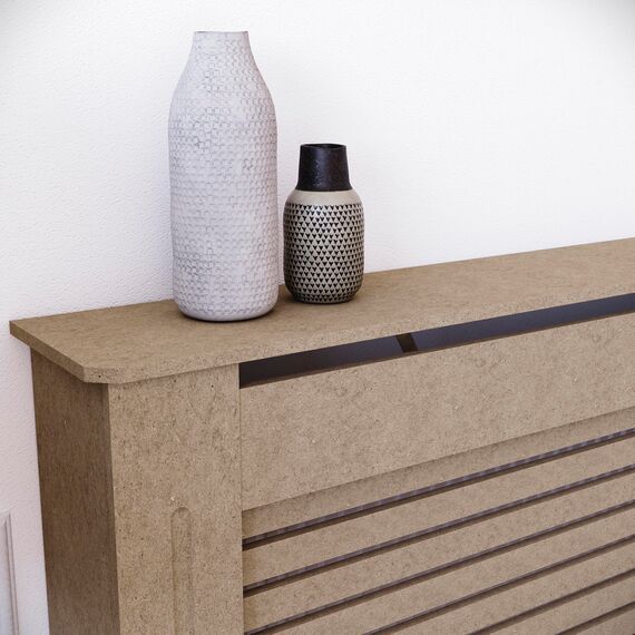 Vida Designs Milton Heizkörperabdeckung Unfinished - Extra Groß - Modernes horizontales Lamellendesign für Wärmeverteilung - H82xW172xD19cm - Unlackiertes MDF-Möbel Ideal für Wohnzimmer und Flur
