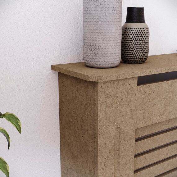 Vida Designs Milton Heizkörperabdeckung Unfinished - Klein - Modernes horizontales Lamellendesign für optimale Wärmeverteilung - H82xW78xD19cm - Unlackiertes MDF-Möbel Ideal für Wohnzimmer und Flur
