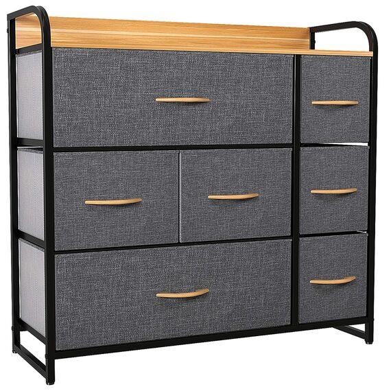YITAHOME kommode mit Schubladen, Schrank mit 7 Schubladen aus Stoff für Schlafzimmer, Wohnzimmer, Flur, Dunkelgrau