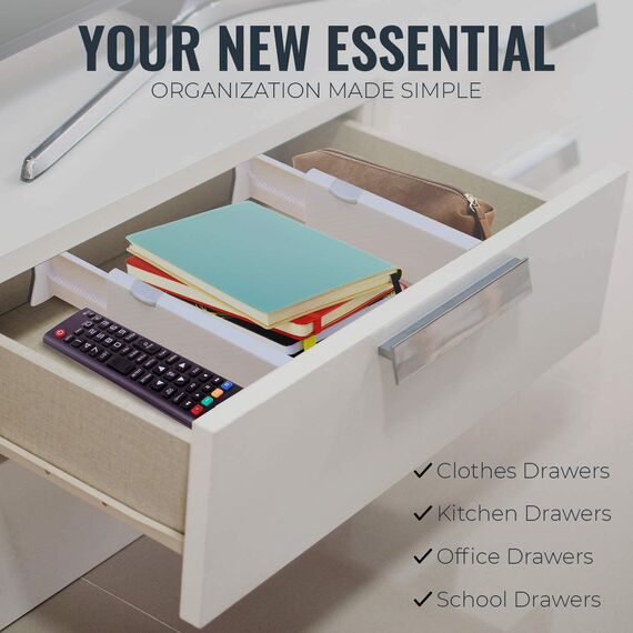 RAPTUROUS 3er Pack Schubladenunterteiler „12,7 cm hoch und erweiterbar von 33-56 cm, Dresser Drawer Organizers“ Verstellbare Schubladen-Organisationstrenner