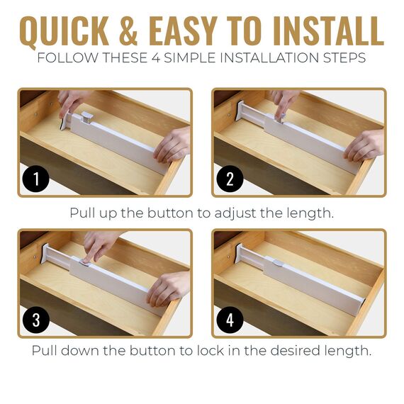 RAPTUROUS 3er Pack Schubladenunterteiler „12,7 cm hoch und erweiterbar von 33-56 cm, Dresser Drawer Organizers“ Verstellbare Schubladen-Organisationstrenner