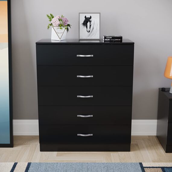Vida Designs Riano Kommoden & Sideboards, Mitteldichte Holzfaserplatte, Schwarz, Standard