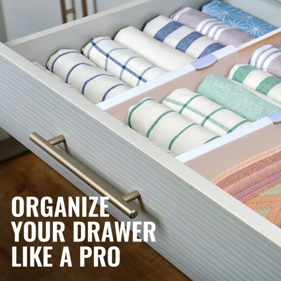 RAPTUROUS 3er Pack Schubladenunterteiler „12,7 cm hoch und erweiterbar von 33-56 cm, Dresser Drawer Organizers“ Verstellbare Schubladen-Organisationstrenner