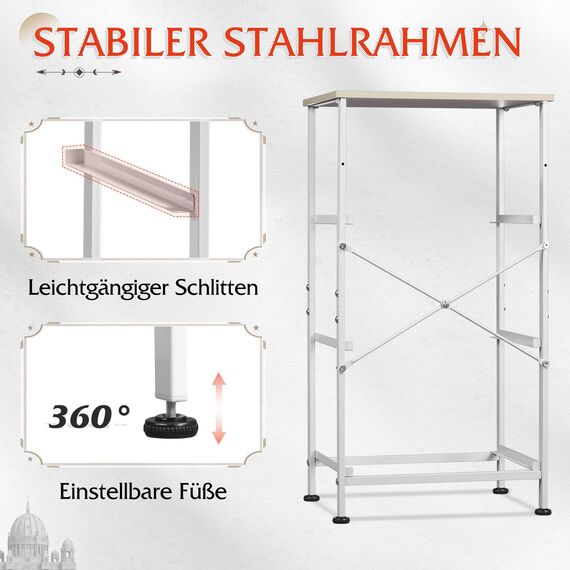 WLIVE Kommode mit 3 Schubladen aus Stoff, Kommodenschrank für Schlafzimmer, Kommode Wohnzimmer, mit Stabiler Stahlrahmen, Holzplatte, Hellgrau
