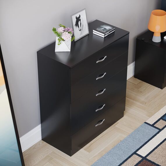 Vida Designs Riano Kommoden & Sideboards, Mitteldichte Holzfaserplatte, Schwarz, Standard