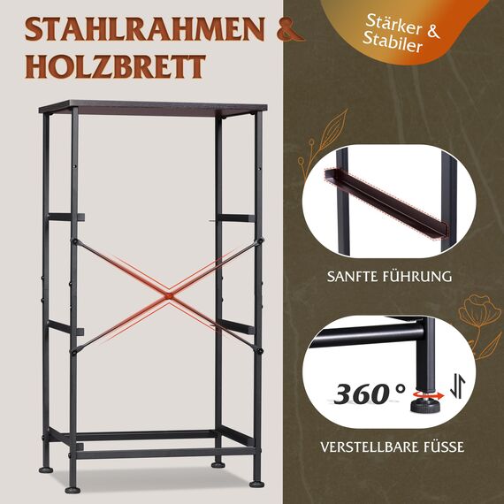 WLIVE Kommode mit 3 Schubladen aus Stoff, Kommodenschrank für Schlafzimmer, Kommode Wohnzimmer, mit Stabiler Stahlrahmen, Holzplatte, Dunkelgrau