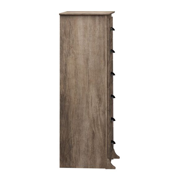 Prepac Salt Spring DDC-2354 rustikale Kommode mit 6 Schubladen, hohe Kommode für Schlafzimmer, Bauernhaus-Kommode, 48,3 cm T x 59,1 cm B x 134 cm H, Treibgrau, Grau