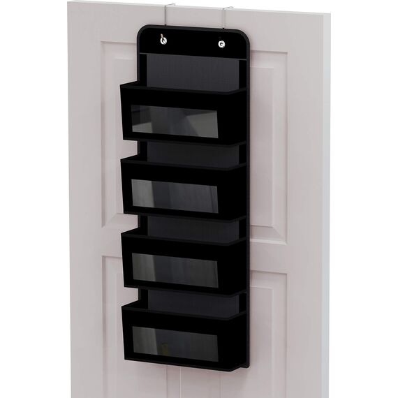 Simple Houseware Taschen-Organizer für die Tür-/Wandmontage mit 4 durchsichtigen Fenstern, Schwarz