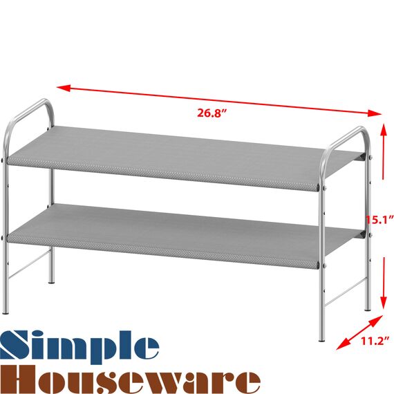 Simple Houseware 2-stufiger Schuhregal-Aufbewahrungsorganisator, Grau