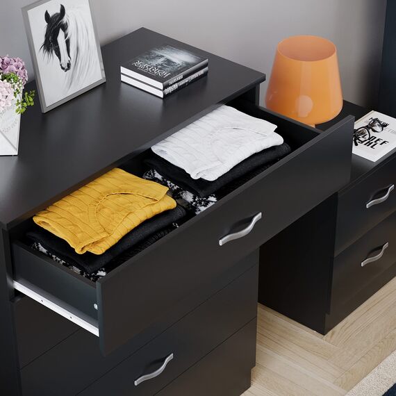 Vida Designs Riano Kommoden & Sideboards, Mitteldichte Holzfaserplatte, Schwarz, Standard