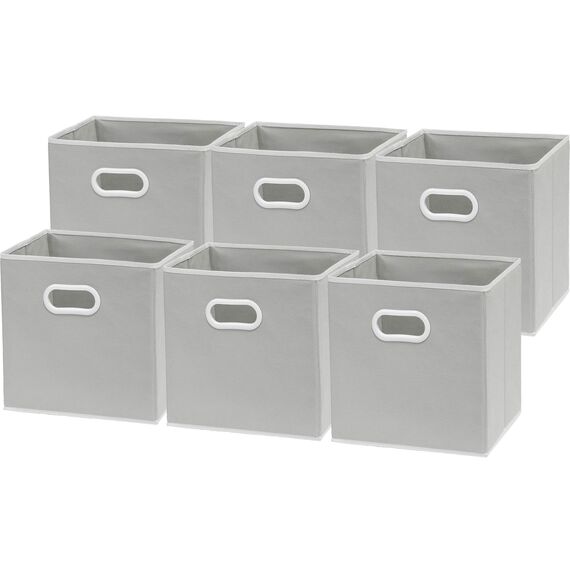 Simple Houseware 6er-Pack – SimpleHouseware Faltbarer Würfel-Aufbewahrungsbehälter mit Griff, grau